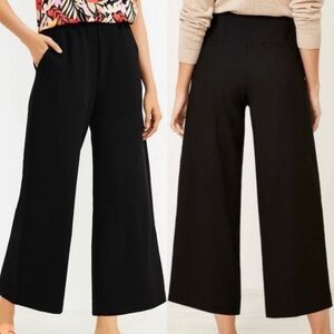 Loft Wide Leg Black Trousers Lyocell Linen NWT
